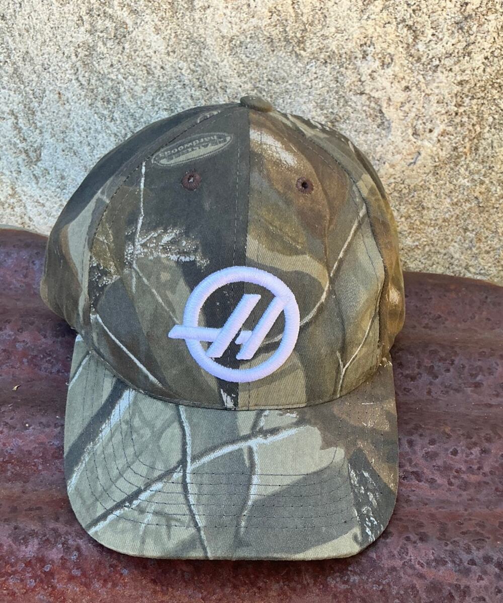 Haas F1 Team Realtree Hardwoods Camo Hat USA Made American Flag Strapback Cap